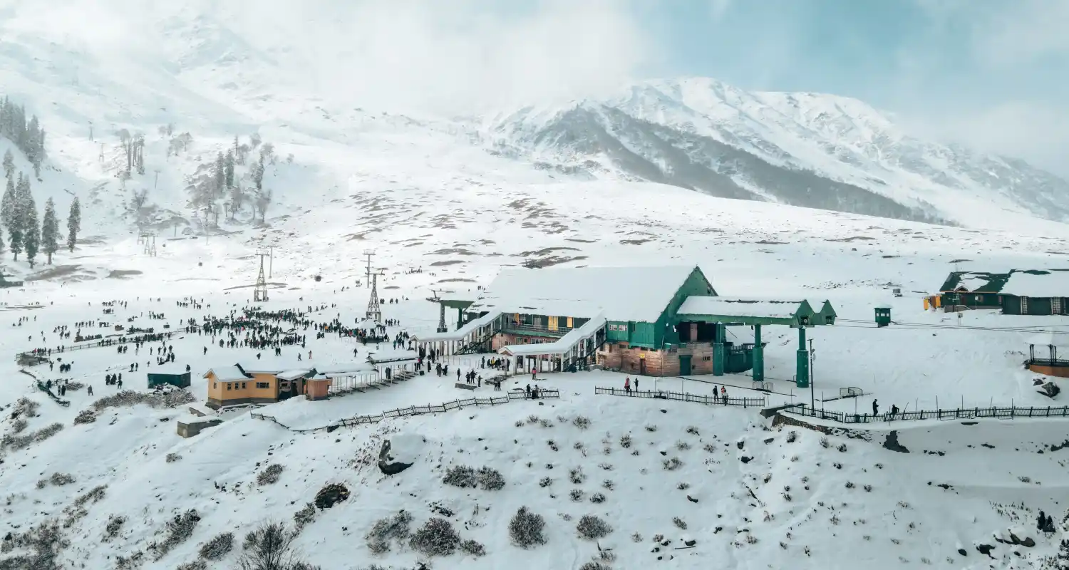 Gulmarg Kashmir Snow-covered landscape and mountains in Gulmarg, Kashmir