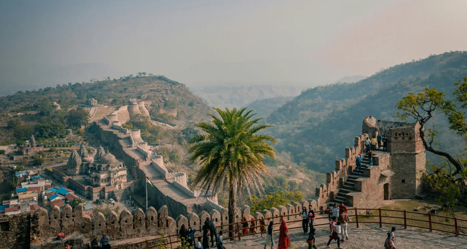Kumbhalgarh Rajasthan with historic fort and Aravalli hills