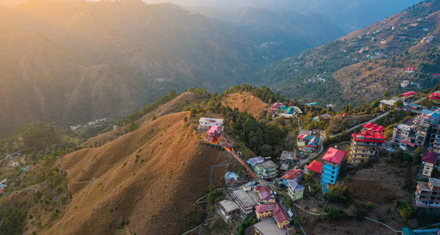 Mashobra near Shimla Mountain views and colourful prayer flags in Mashobra near Shimla