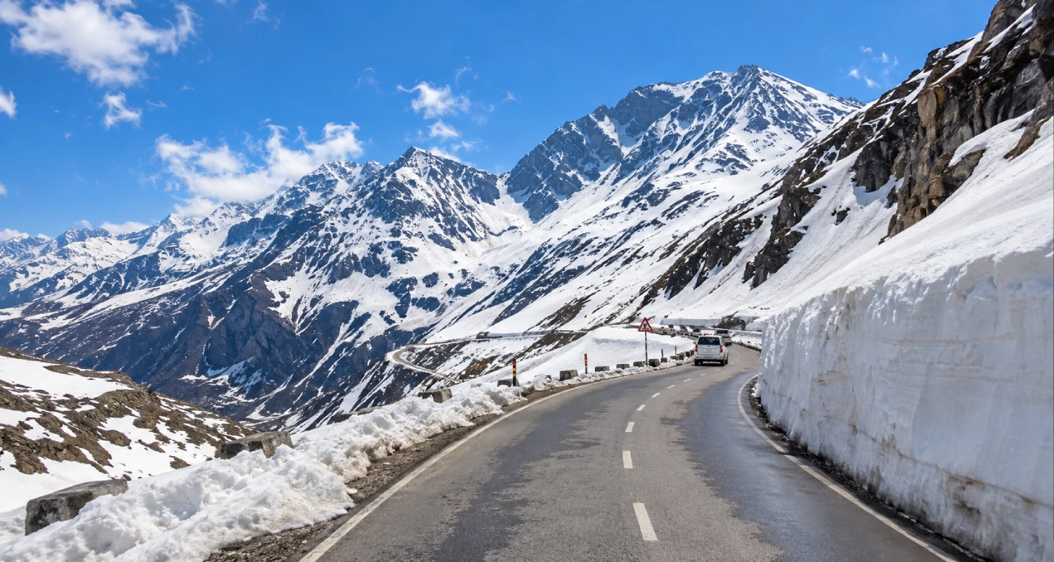 Rohtang Pass snow point near Manali Himachal Pradesh
