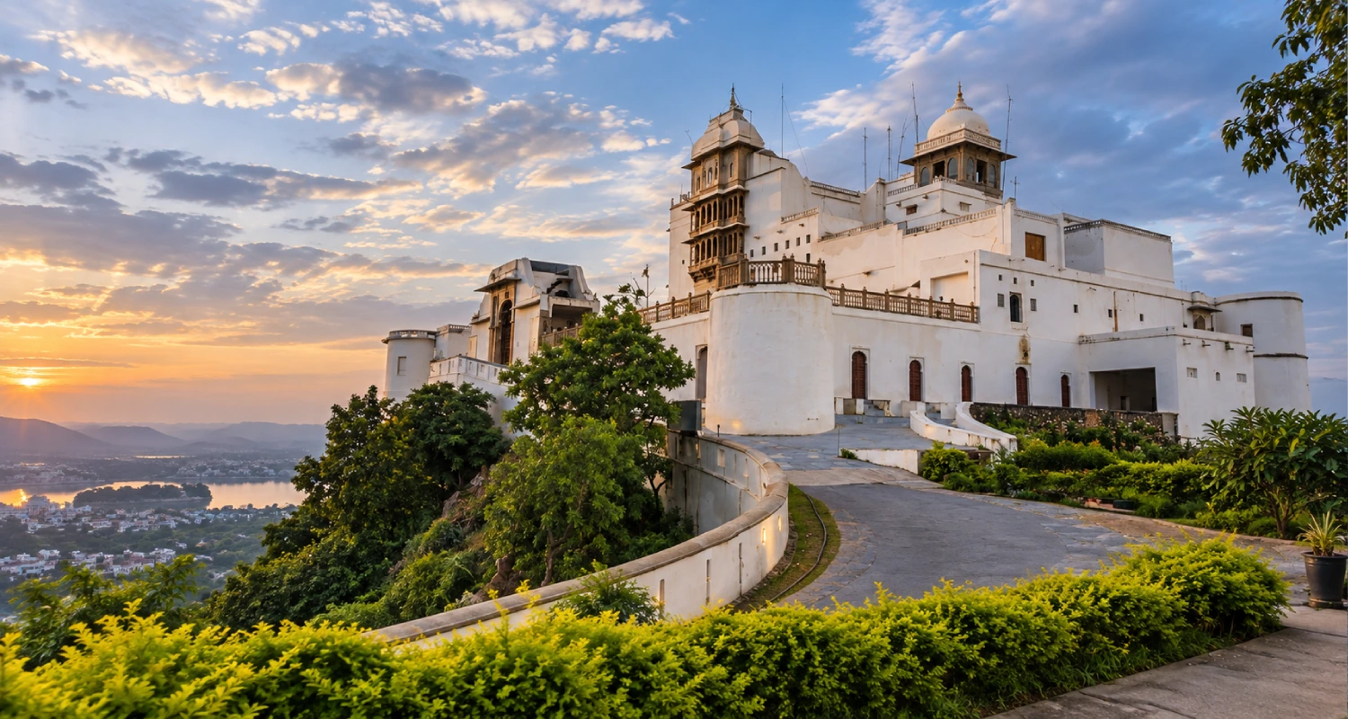 Sajjangarh Monsoon Palace with panoramic Udaipur views
