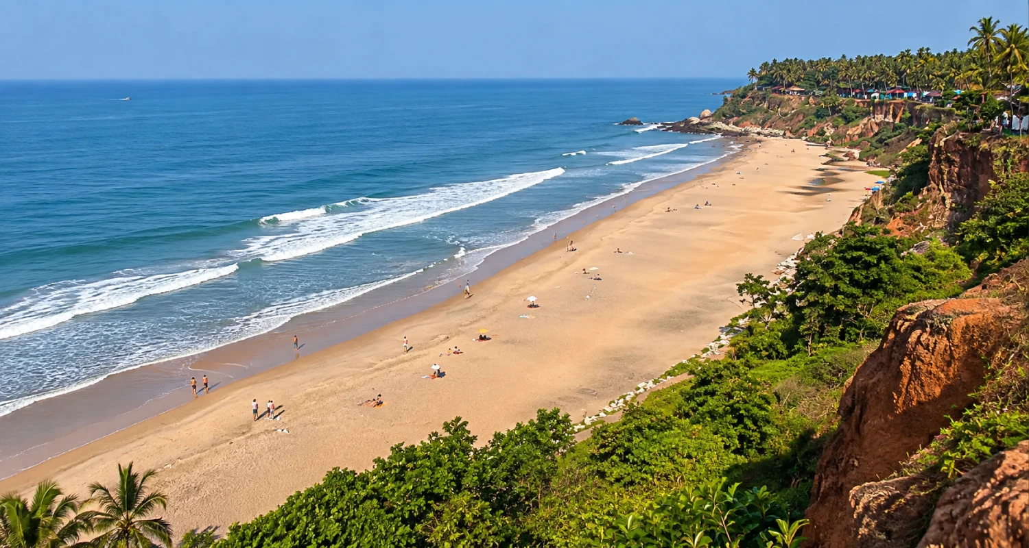 Varkala Cliff viewpoint overlooking the Arabian Sea in Kerala